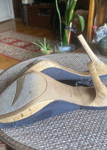 Siyah Kot Kemerli Dolgu Topuklu Kadın Ayakkabı - Görsel 2