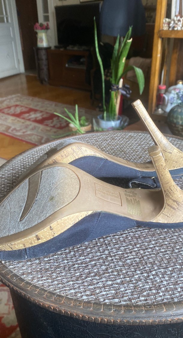 Siyah Kot Kemerli Dolgu Topuklu Kadın Ayakkabı - Görsel 2