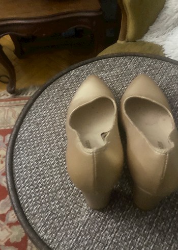 Bej Parlak Topuklu Kadın Stiletto - Görsel 3