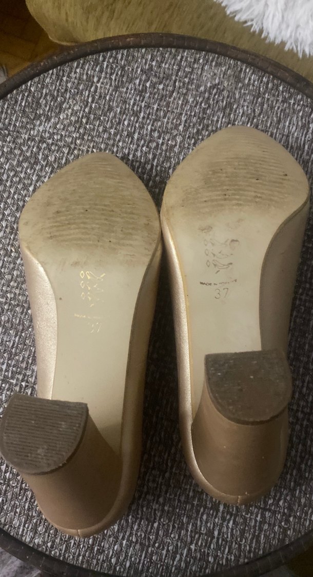 Bej Parlak Topuklu Kadın Stiletto - Görsel 4