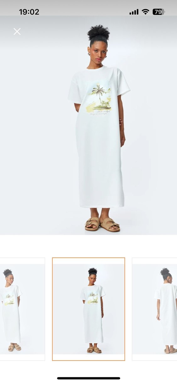 Beyaz Baskılı Kadın Uzun Elbise - Görsel 2