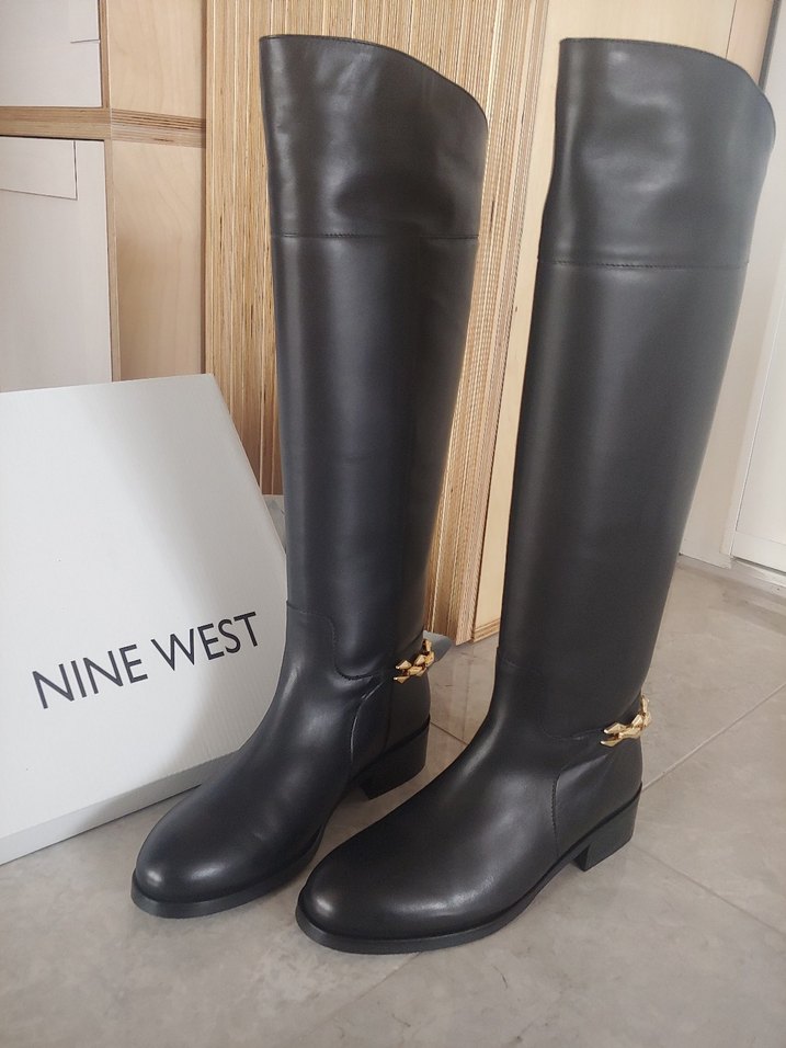 Nine West hakiki deri Siyah Deri Dizüstü Çizme - Görsel 2