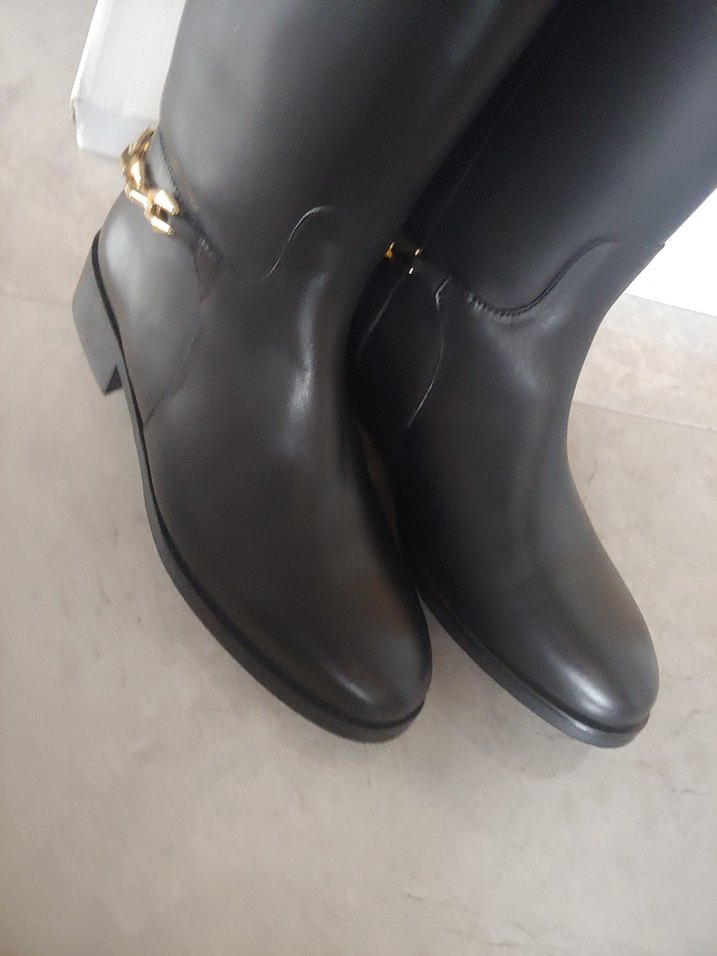 Nine West hakiki deri Siyah Deri Dizüstü Çizme - Görsel 4