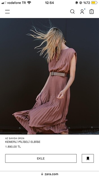 Zara Kemerli Piliseli Elbise
