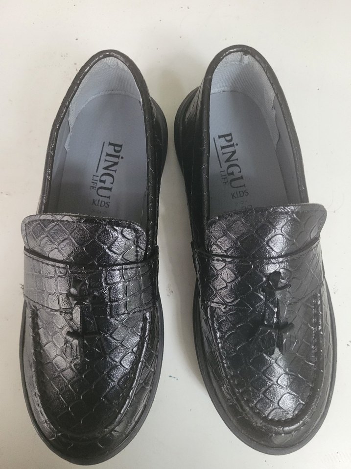 Erkek Çocuk Siyah Yılan Desenli Klasik Deri Ayakkabı - Görsel 2