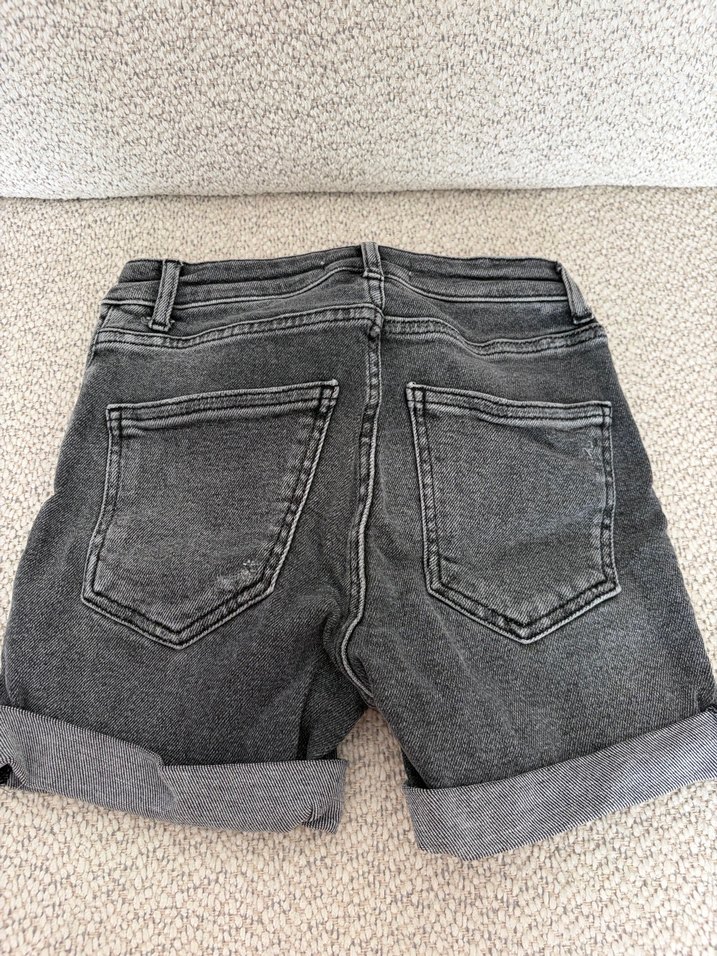 Gri Mini Kot Şort Kadın - Görsel 2