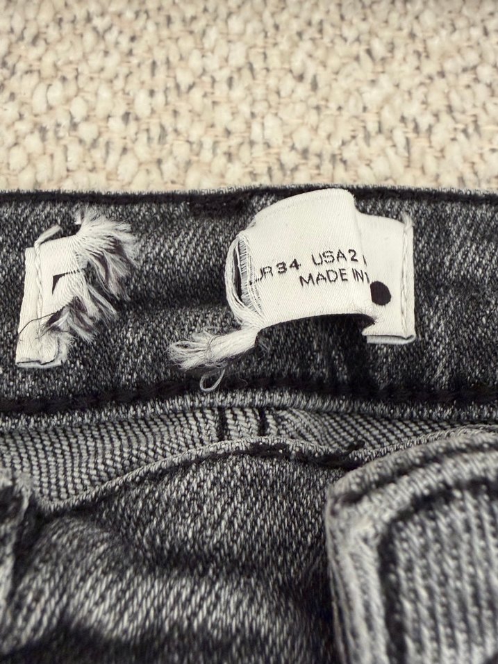 Gri Mini Kot Şort Kadın - Görsel 3