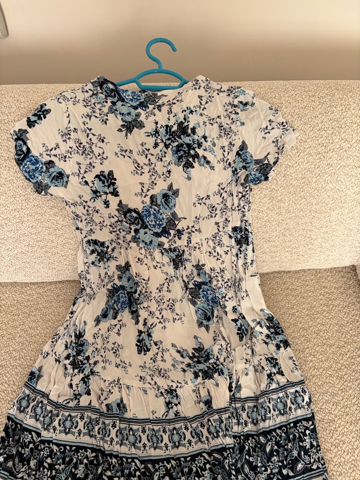 Bohem V Yaka Midi Elbise - Görsel 2