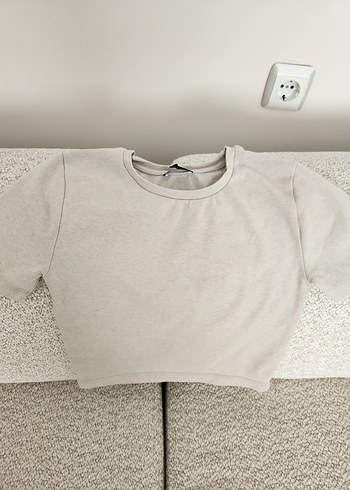 Gri Kısa Kollu Crop Top