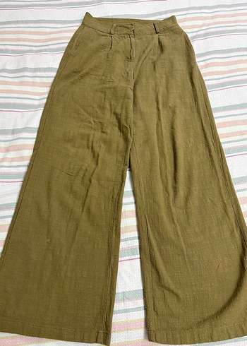 Massimo Dutti Haki Genis Paca Keten Pantolon