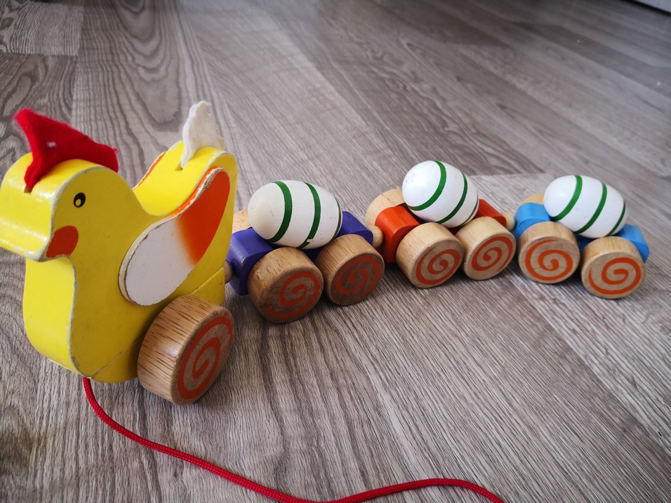 Renkli Ahşap Oyuncak Yumurta Tren Seti - Görsel 3