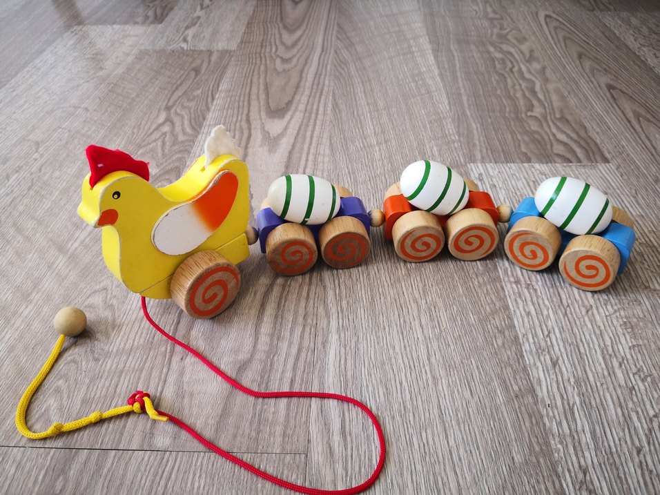 Renkli Ahşap Oyuncak Yumurta Tren Seti - Görsel 2