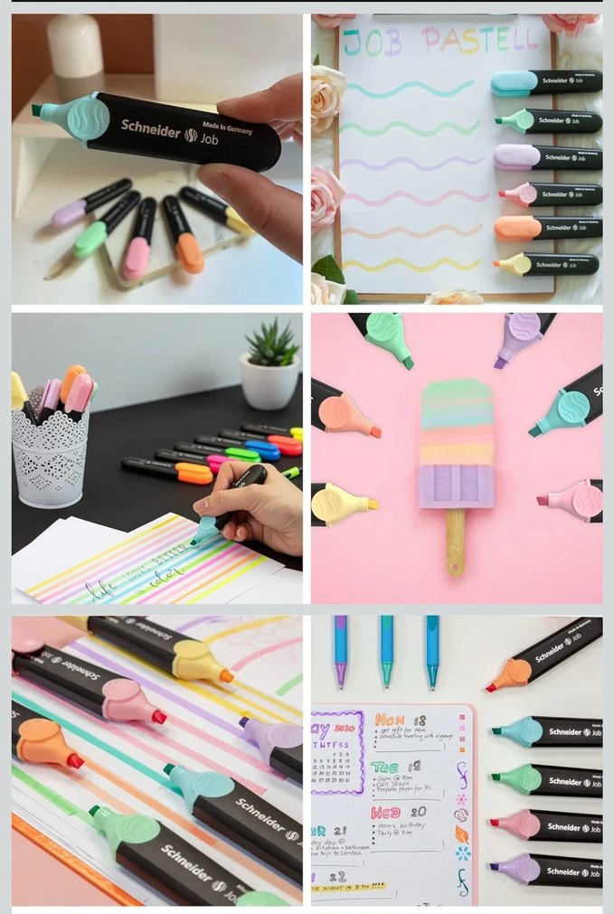 Schneider Pastel Fosforlu Kalem Seti - Görsel 2