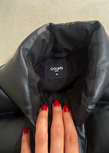 Colins Siyah Deri Fermuarlı Kadın Yelek - Görsel 5