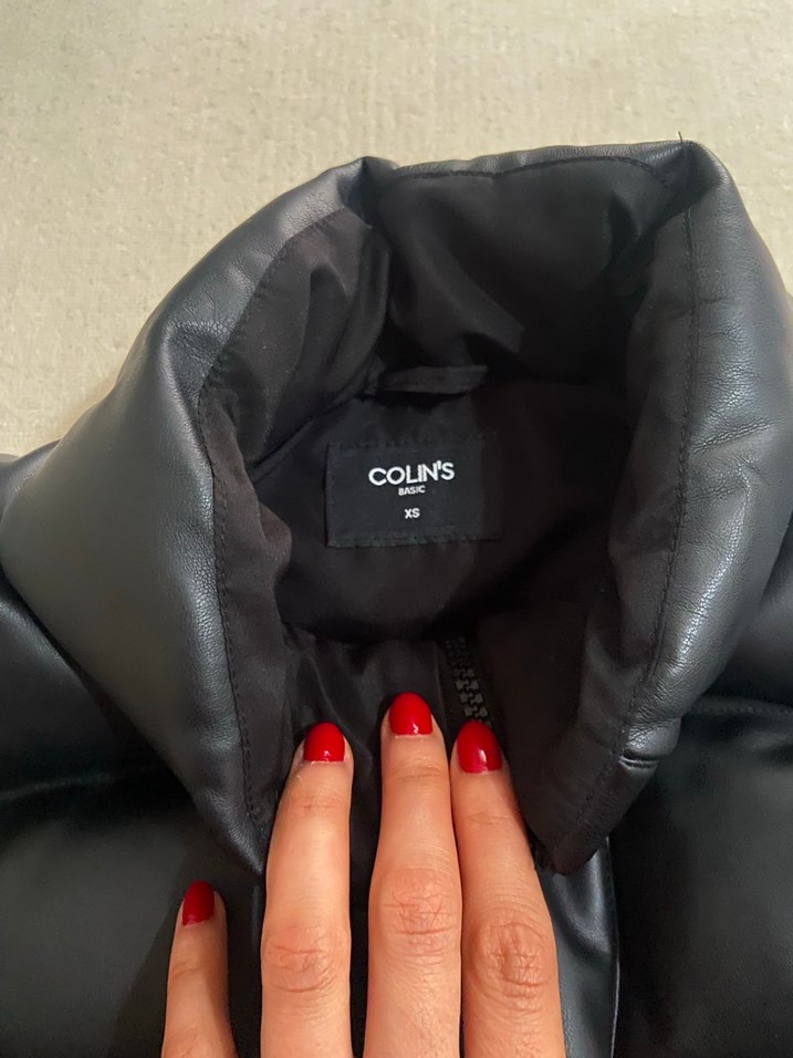 Colins Siyah Deri Fermuarlı Kadın Yelek - Görsel 5