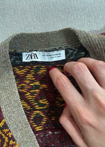 s Beden çeşitli Renk Zara Bohem Desenli Örgü Kadın Hırka