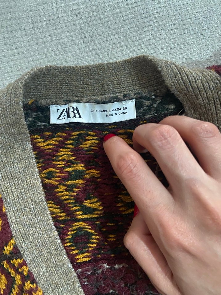 Zara Bohem Desenli Örgü Kadın Hırka - Görsel 4