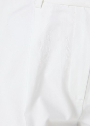 Ekru Mini Koton Kadın Kumaş Pantolon netwoek - Görsel 4
