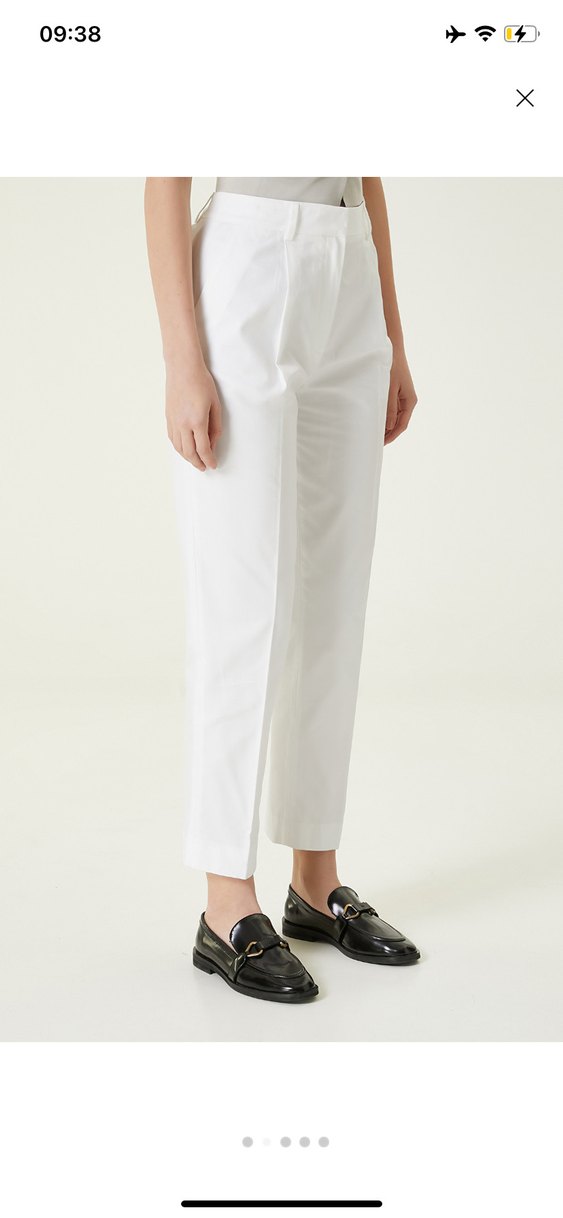 Ekru Mini Koton Kadın Kumaş Pantolon netwoek - Görsel 2