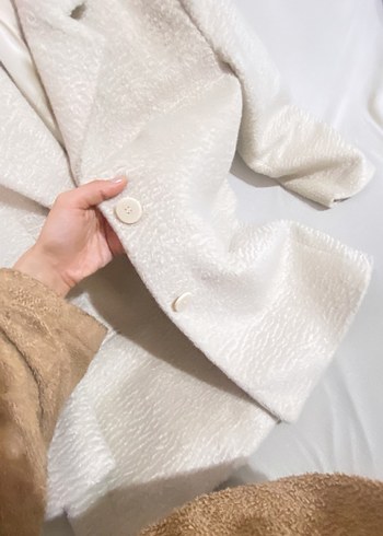 Bej Kadın Yün Ceket Notch Yaka - Görsel 7