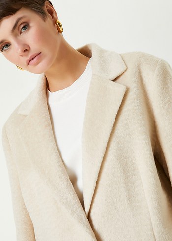 Bej Kadın Yün Ceket Notch Yaka - Görsel 2