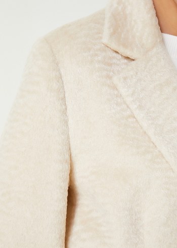 Bej Kadın Yün Ceket Notch Yaka - Görsel 4