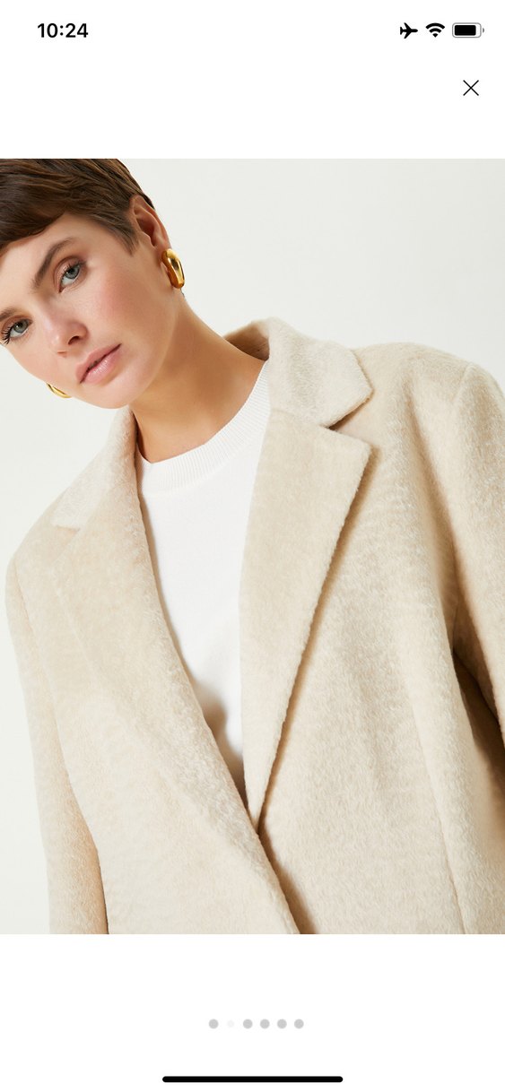 Bej Kadın Yün Ceket Notch Yaka - Görsel 2