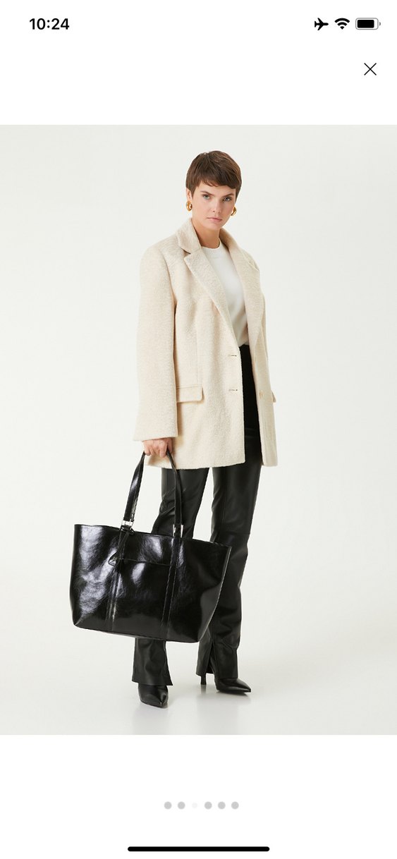 Bej Kadın Yün Ceket Notch Yaka - Görsel 3