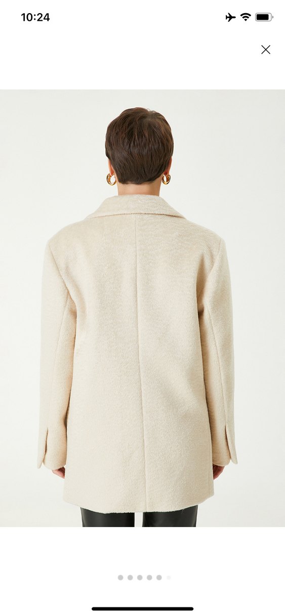Bej Kadın Yün Ceket Notch Yaka - Görsel 5