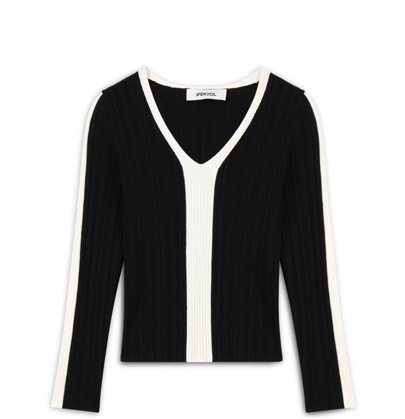 İpekyol Siyah Colorblock Notched Lapel Kadın Hırka - Görsel 5