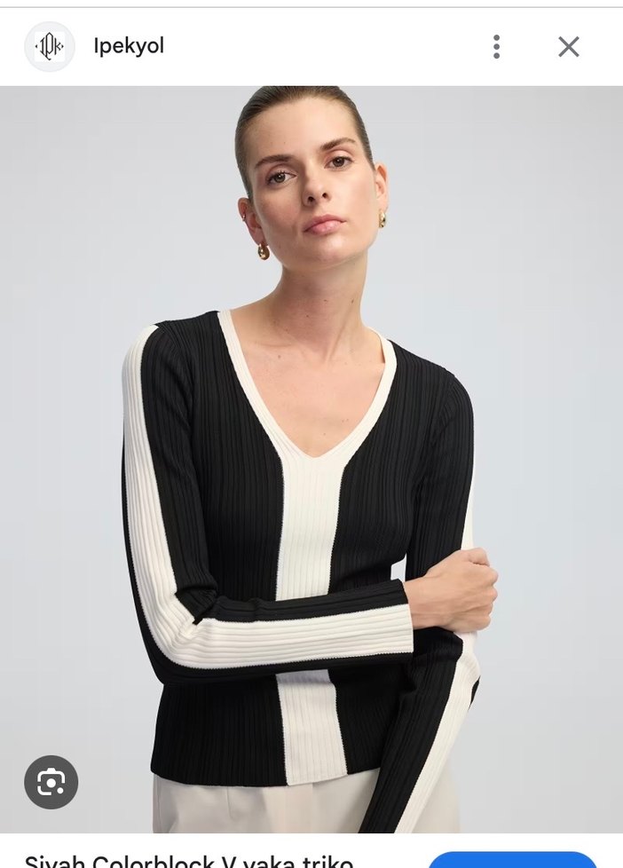 İpekyol Siyah Colorblock Notched Lapel Kadın Hırka - Görsel 3