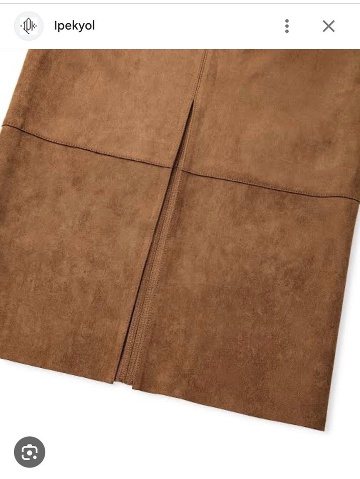 Bej Süet Midi Etek - Görsel 3