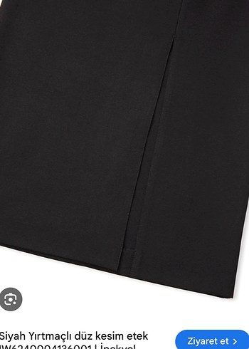 Siyah Uzun yırtmaçlı Midi Etek - Görsel 3