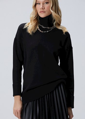 NetWork Siyah Yüksek Yaka Kadın Kazak - Görsel 4