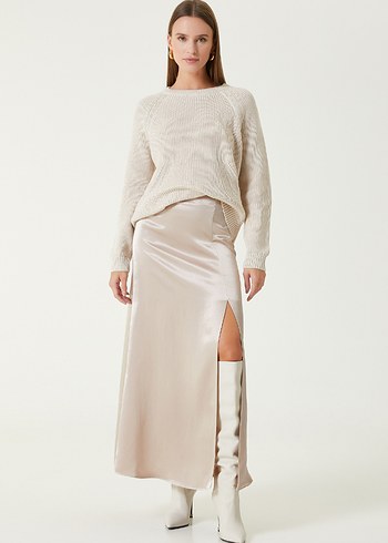 Network Bej Kadın Saten Uzun etek - Görsel 2