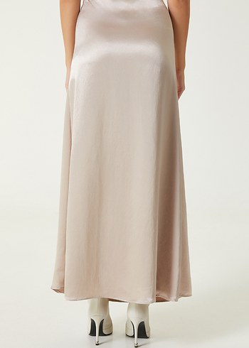 Network Bej Kadın Saten Uzun etek - Görsel 6