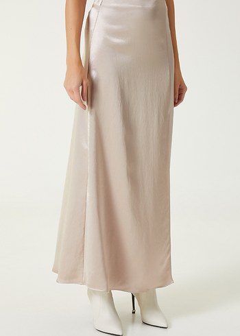Network Bej Kadın Saten Uzun etek - Görsel 4