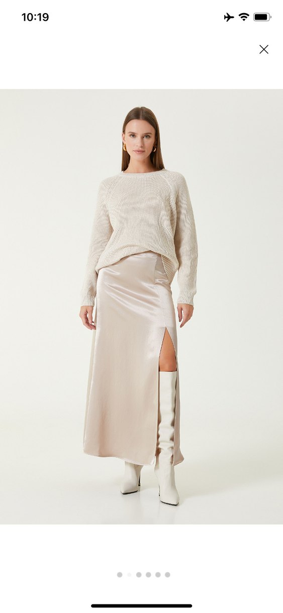 Network Bej Kadın Saten Uzun etek - Görsel 2