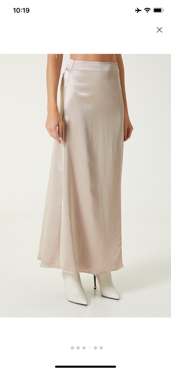 Network Bej Kadın Saten Uzun etek - Görsel 4