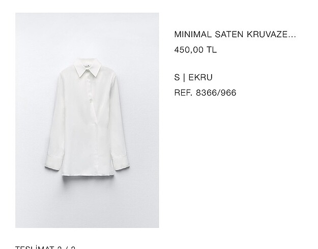 Zara Zara saten beyaz gömlek
