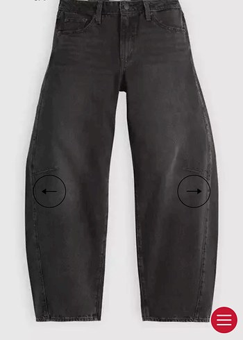 Levis Siyah Bol Kesim Midi Kot Pantolon
