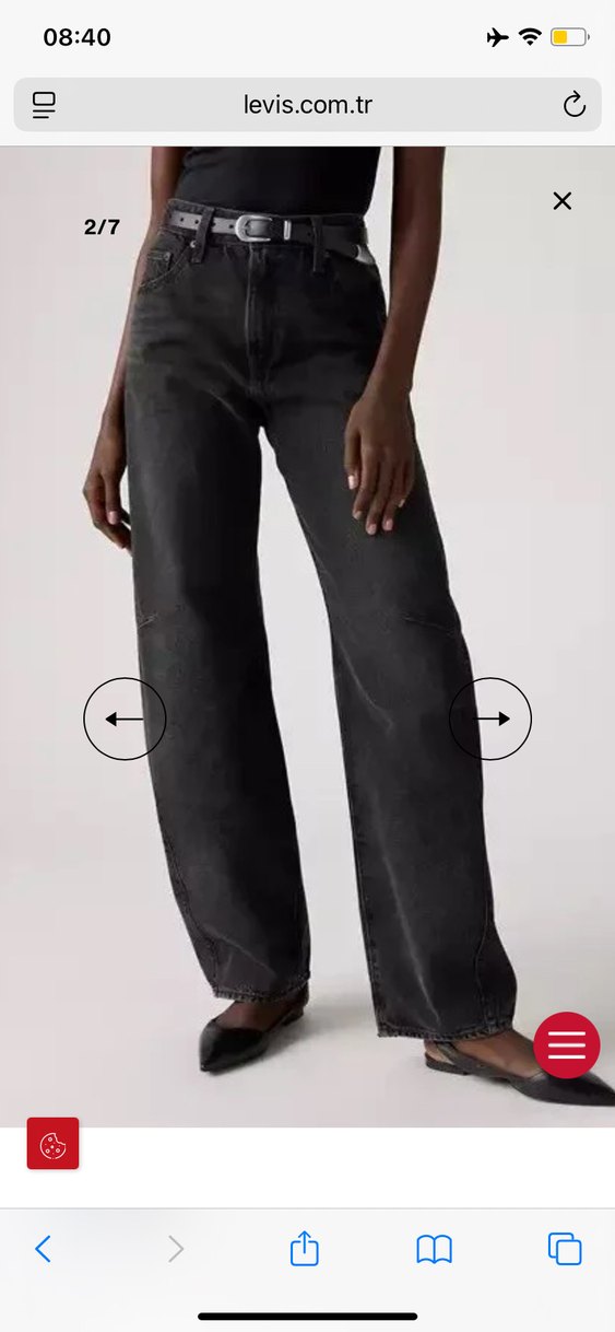 Levis Siyah Bol Kesim Midi Kot Pantolon — görsel 5/8