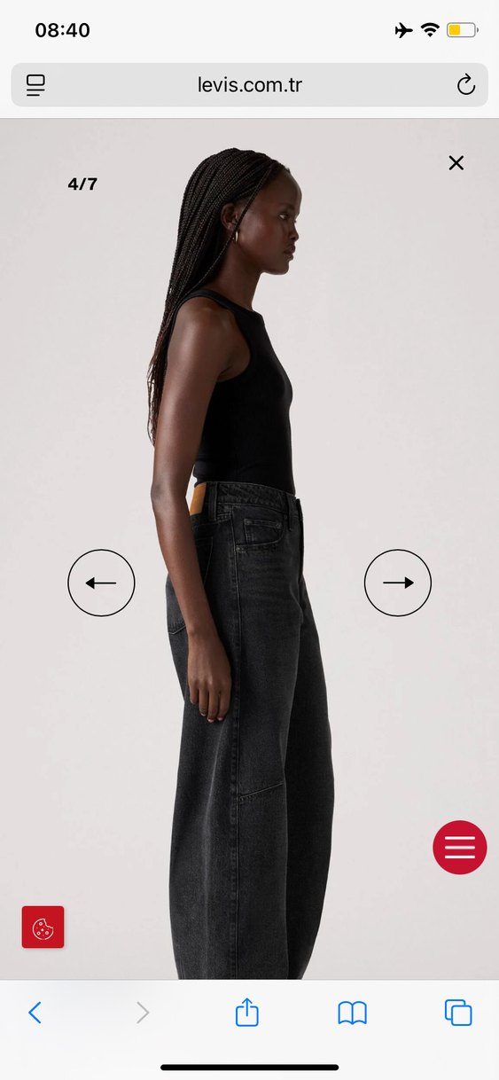 Levis Siyah Bol Kesim Midi Kot Pantolon — görsel 3/8
