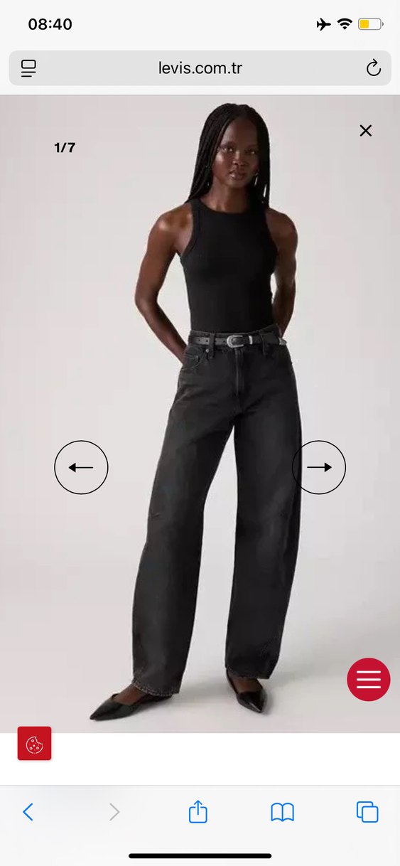 Levis Siyah Bol Kesim Midi Kot Pantolon — görsel 4/8