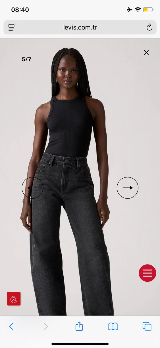 Levis Siyah Bol Kesim Midi Kot Pantolon — görsel 2/8