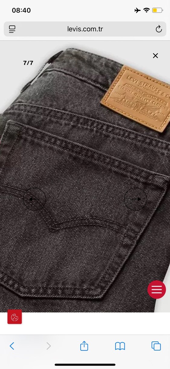 Levis Siyah Bol Kesim Midi Kot Pantolon — görsel 7/8