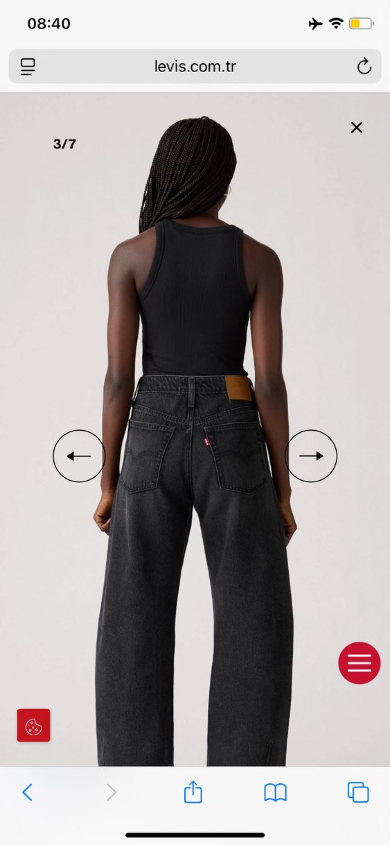 Levis Siyah Bol Kesim Midi Kot Pantolon — görsel 6/8