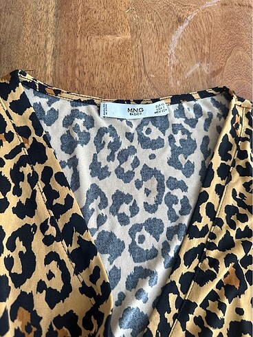 s Beden Leoparlı mango kısa elbise