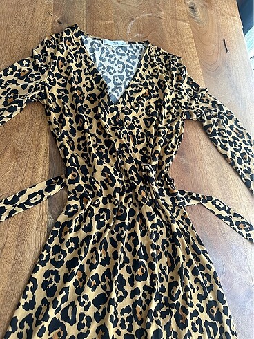 Mango Leoparlı mango kısa elbise