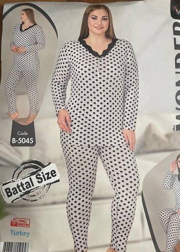 Kadın Puantiyeli Bohem Uzun Kollu Pijama Takımı - Görsel 3